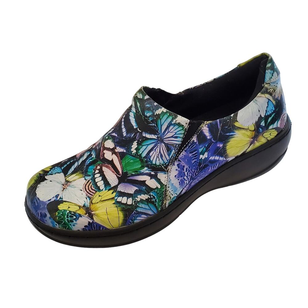 Spring Step Clogs Womens 6.5 Black Butterflies Comfort Skid Resistant